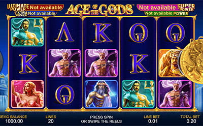 Age of the Gods Slot at Casino Placard