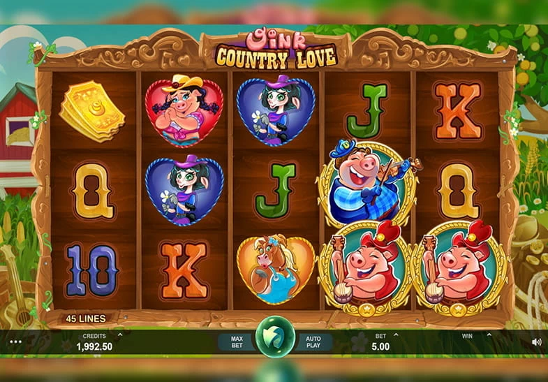 Oink Country Love Slot from publisher Microgaming