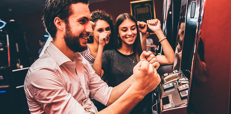 Group having fun playing in a Casino