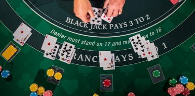 Casino games in Florida-Blackjack table game including cards and chips