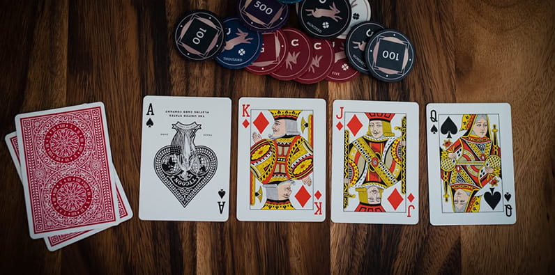 Casino games with playing cards and chips
