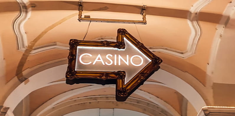 Sign indicating the direction of the Casino